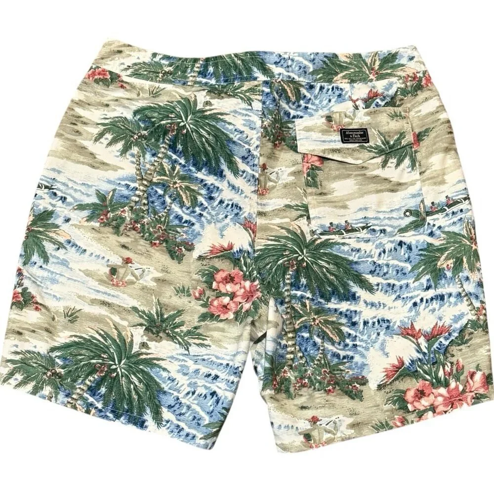 Abercrombie & Fitch Mens 32 Hawaiian Tropical Graphic Swim Trunks Board Shorts